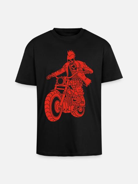The Red Biker from Hell - Unisex Oversized Heavyweight T-shirt - black