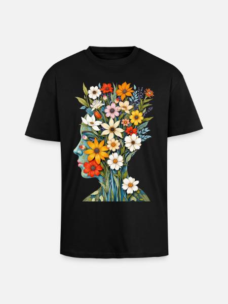 Art abstrait Fleurs - T-shirt unisexe oversize épais - noir
