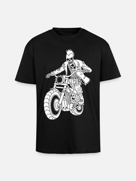 Hell Biker (White) - Unisex Oversized Heavyweight T-shirt - black