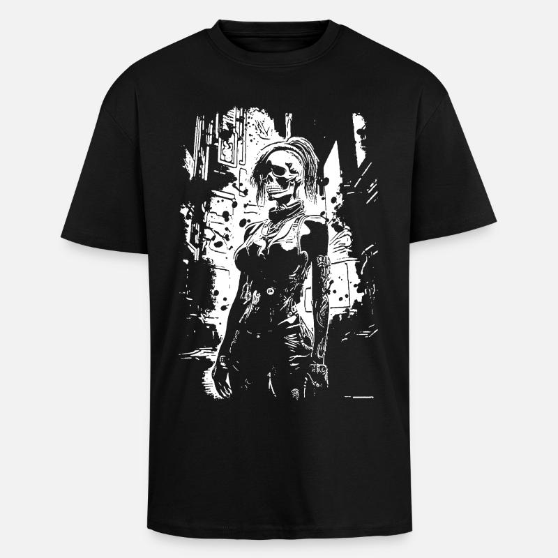 Skull Face Urbanheld - Oversized Heavyweight Unisex T-Shirt - Schwarz