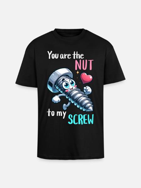 Funny Screwing Nut Pair Design - Unisex Oversized Heavyweight T-shirt - black