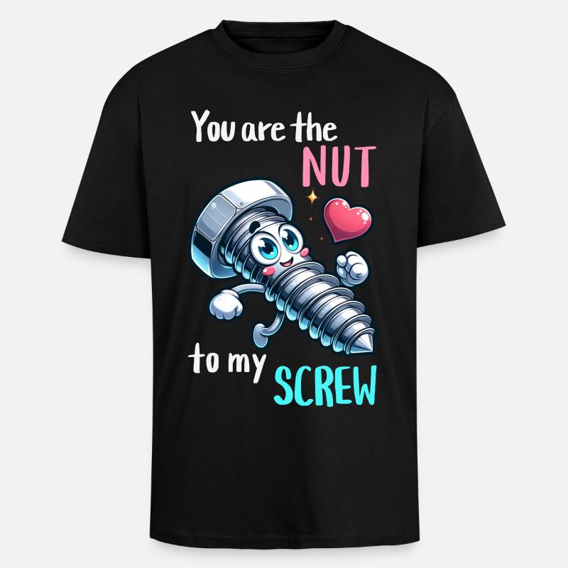 Funny Screwing Nut Pair Design - Unisex Oversized Heavyweight T-shirt - black
