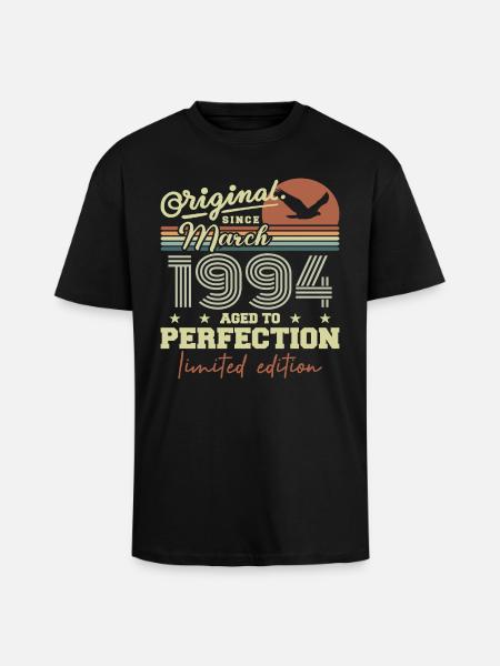 Anniversaire Mars 1994 - T-shirt unisexe oversize épais - noir