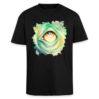 Böser Blick - Oversized Heavyweight Unisex T-Shirt - Schwarz - Vorne - Alina (178cm) & Michal (187cm)
