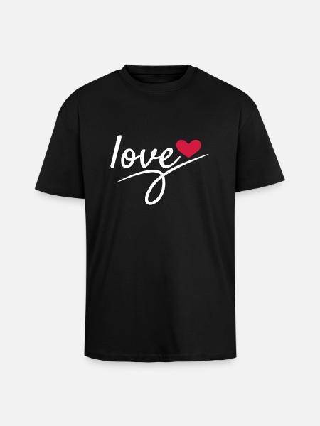 Love Valentine's Day Romantic - Unisex Oversized Heavyweight T-shirt - black