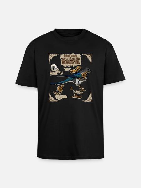 Steampunk Clockwork Magpie - Unisex Oversized Heavyweight T-shirt - black