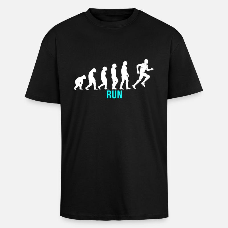 Run Evolution - Oversized Heavyweight Unisex T-Shirt - Schwarz