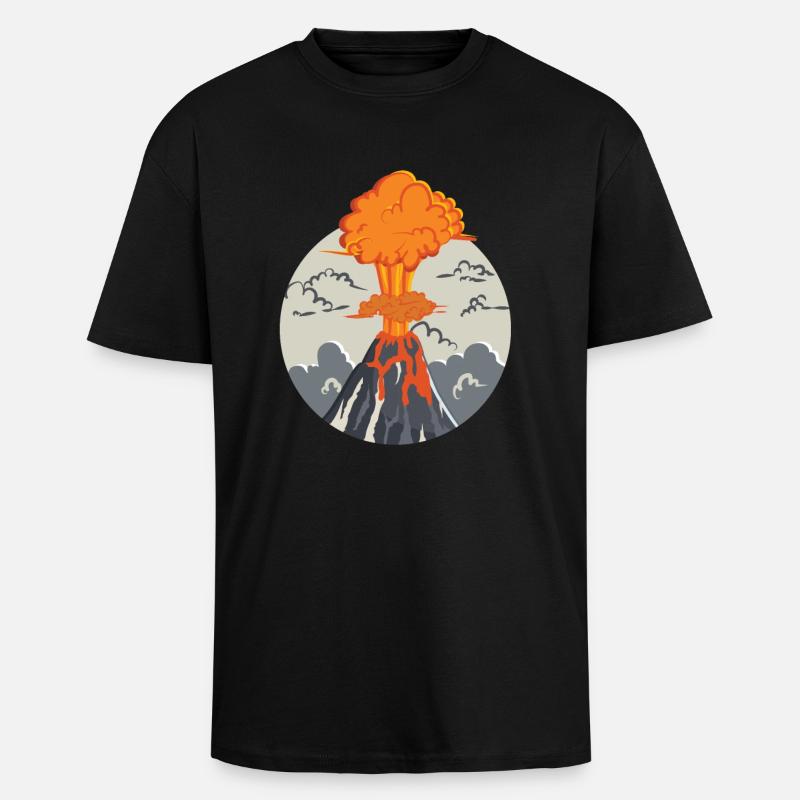 Ausbrechender Vulkan - Oversized Heavyweight Unisex T-Shirt - Schwarz