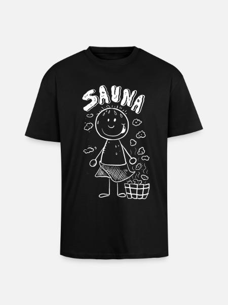 Dampf Sauna Strichmännchen - Oversized Heavyweight Unisex T-Shirt - Schwarz