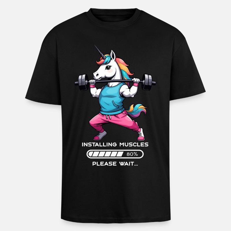 Licorne bodybuilder - T-shirt unisexe oversize épais - noir