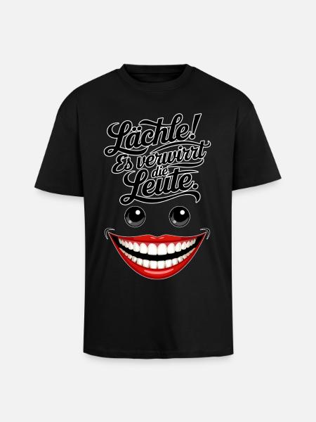 Always smiling - Unisex Oversized Heavyweight T-shirt - black
