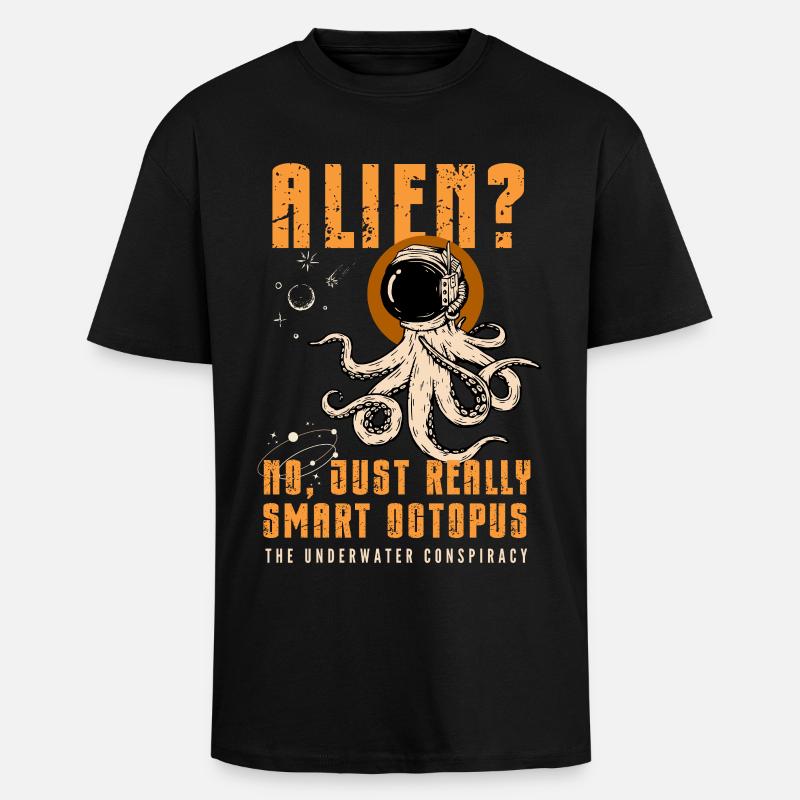 Étranger? Non, juste Smart Octopus - T-shirt unisexe oversize épais - noir