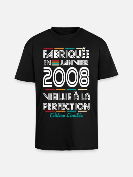 18th Birthday - Made in January 2008 - Unisex Oversized Heavyweight T-shirt - black