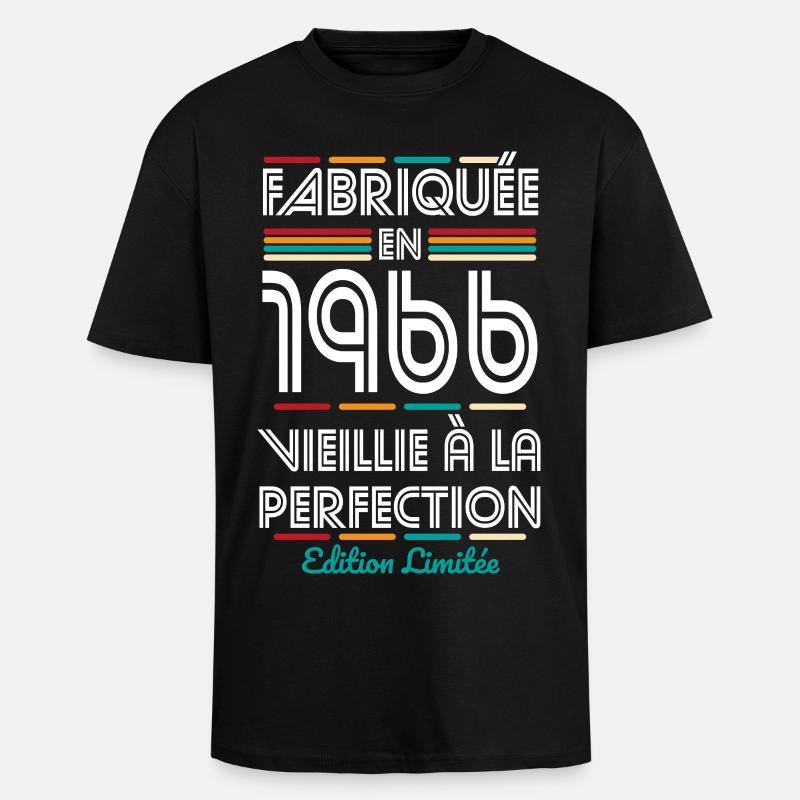 1966 – Hergestellt – Perfekt gereift - Oversized Heavyweight Unisex T-Shirt - Schwarz