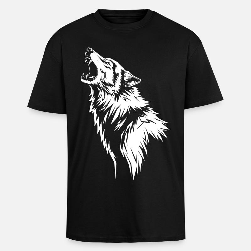 Howling wolf in silhouette - Unisex Oversized Heavyweight T-shirt - black