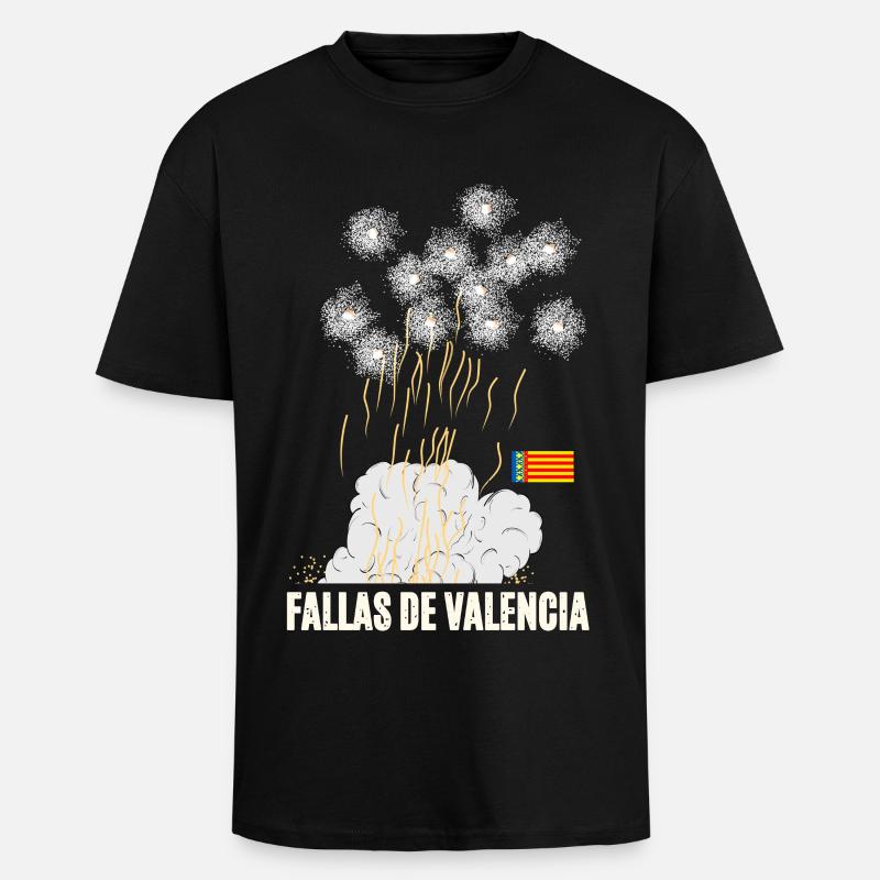 Fallas De Valencia Fireworks - Unisex Oversized Heavyweight T-shirt - black