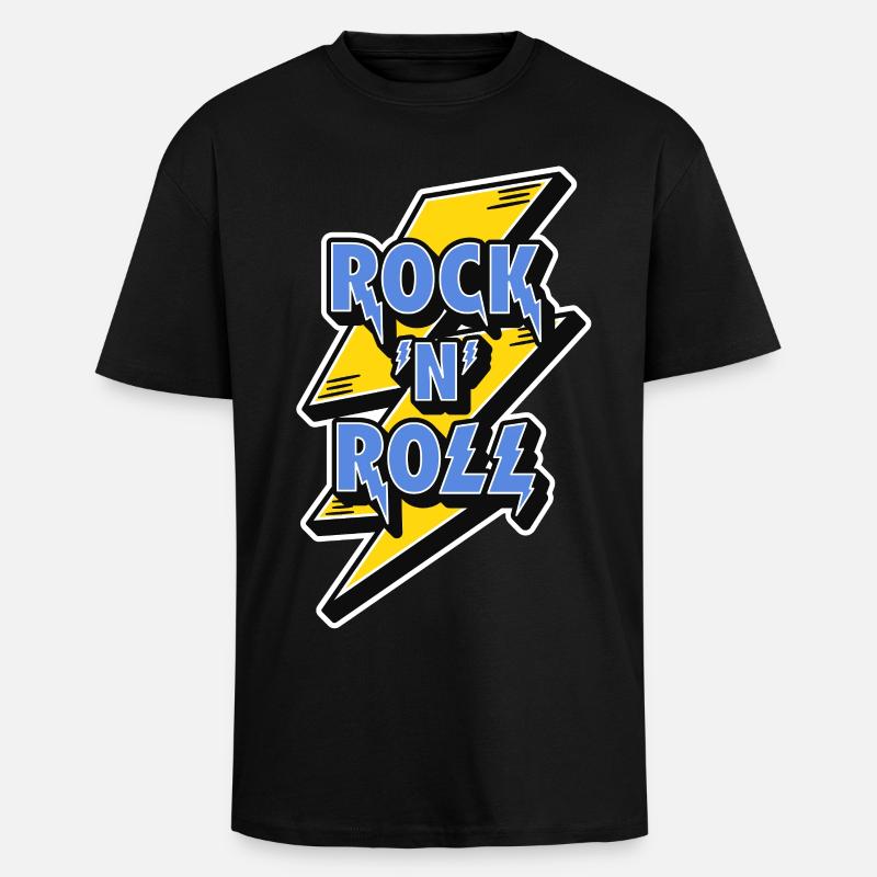 Rock'n'Roll-Logo mit Blitz - Oversized Heavyweight Unisex T-Shirt - Schwarz