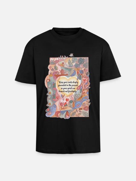 Deeply rooted in the now - Unisex Oversized Heavyweight T-shirt - black