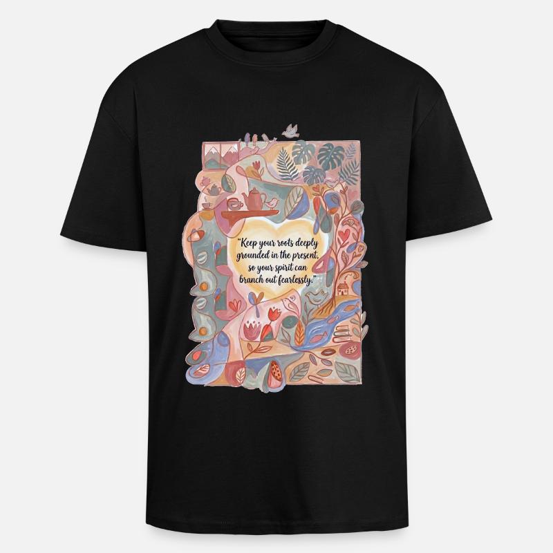 Profondément ancré dans le présent - T-shirt unisexe oversize épais - noir