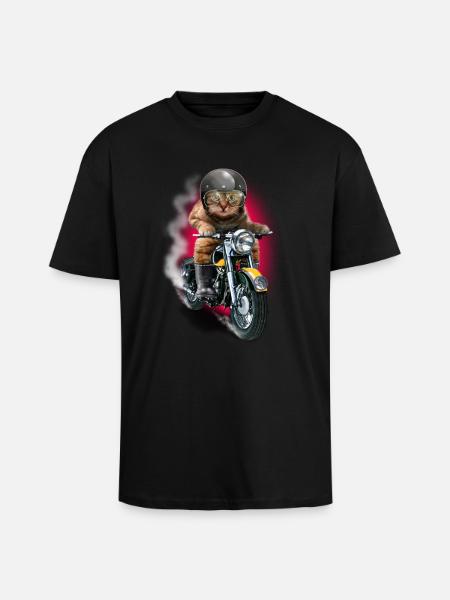 CAT RIDER - Unisex Oversized Heavyweight T-shirt - black