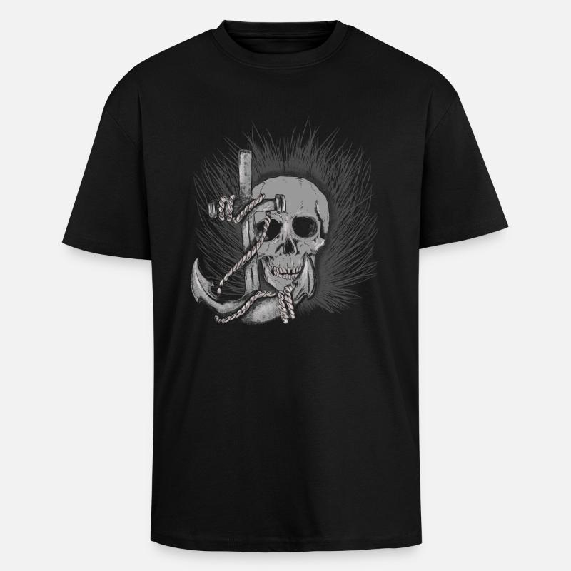 skull_anker - Oversized Heavyweight Unisex T-Shirt - Schwarz
