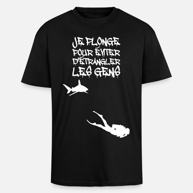 Je plonge pour éviter d'étrangler - T-shirt unisexe oversize épais - noir