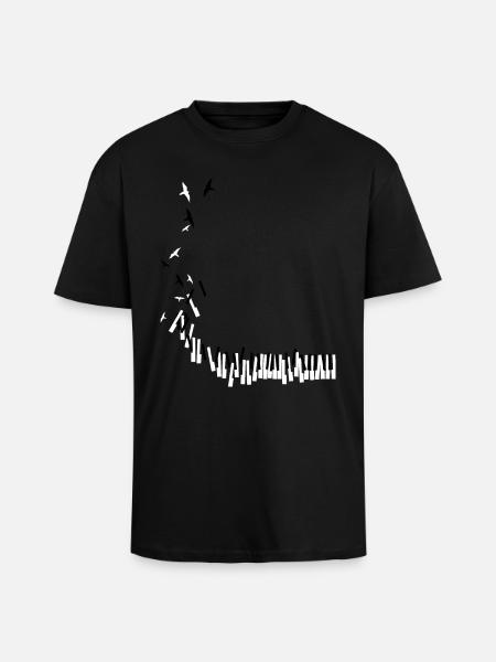 Piano - Oversized Heavyweight Unisex T-Shirt - Schwarz