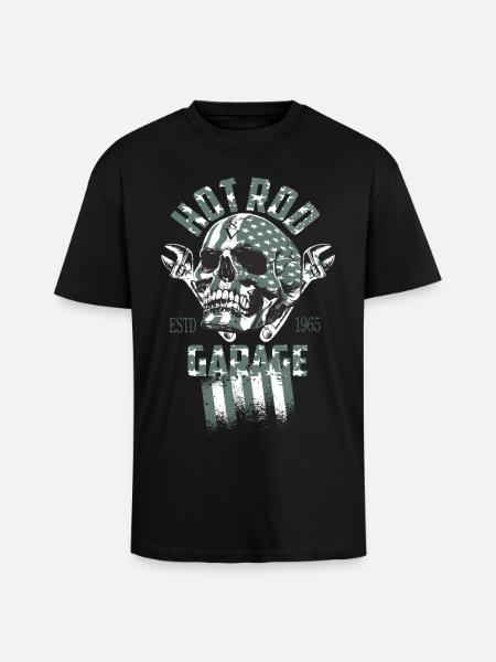 Hot Rod Garage - Oversized Heavyweight Unisex T-Shirt - Schwarz