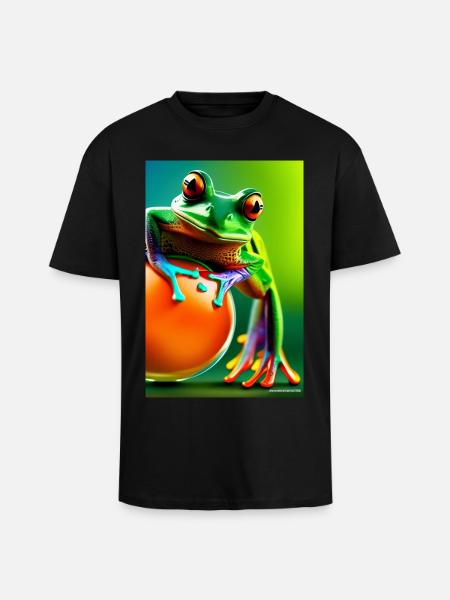 Bunter Frosch - Oversized Heavyweight Unisex T-Shirt - Schwarz