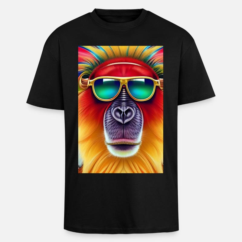 Cooler Affe mit Sonnenbrille - Oversized Heavyweight Unisex T-Shirt - Schwarz