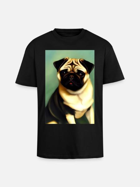 Pug Dog - Unisex Oversized Heavyweight T-shirt - black