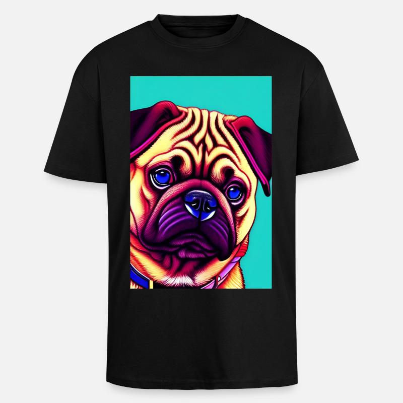 Mops Hund - Oversized Heavyweight Unisex T-Shirt - Schwarz