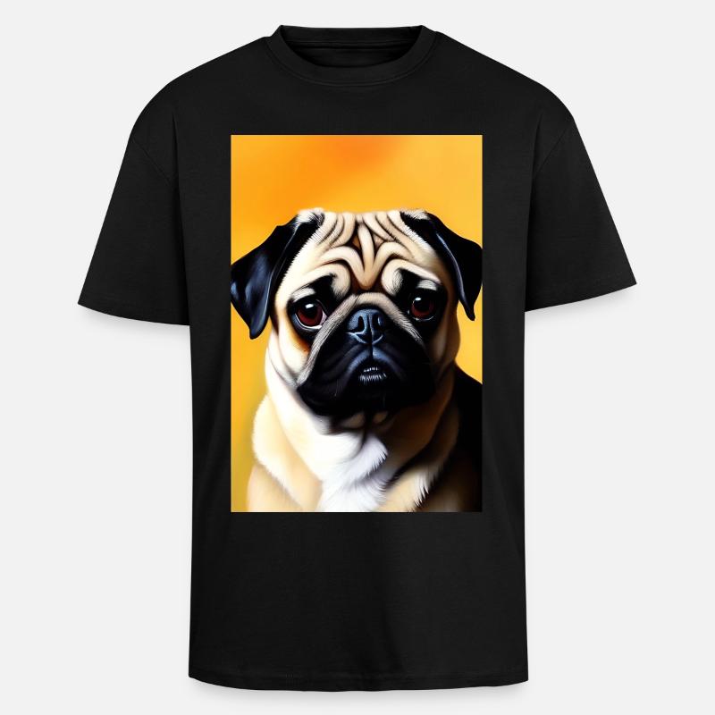 Mops Hund - Oversized Heavyweight Unisex T-Shirt - Schwarz