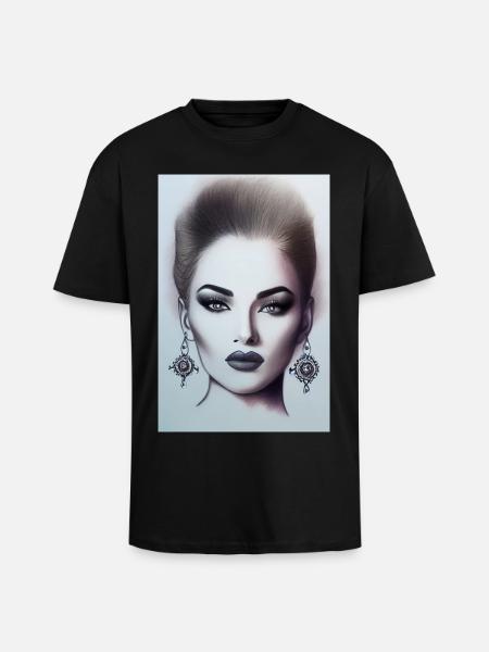 Frau mit Schmuck - Oversized Heavyweight Unisex T-Shirt - Schwarz