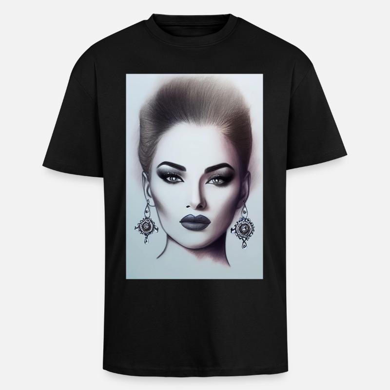 Frau mit Schmuck - Oversized Heavyweight Unisex T-Shirt - Schwarz