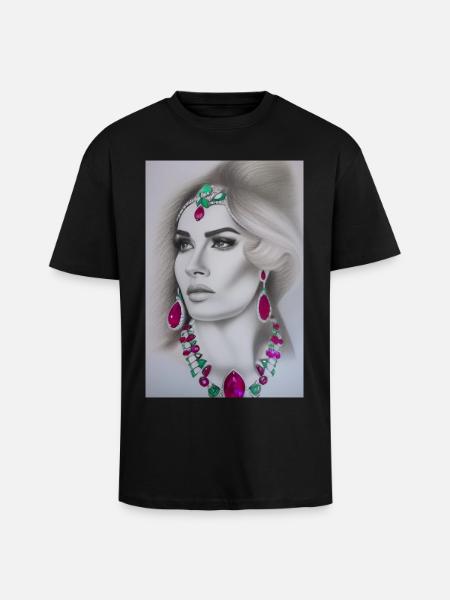 Kvinde med smykker - Unisex oversized heavyweight t-shirt - sort