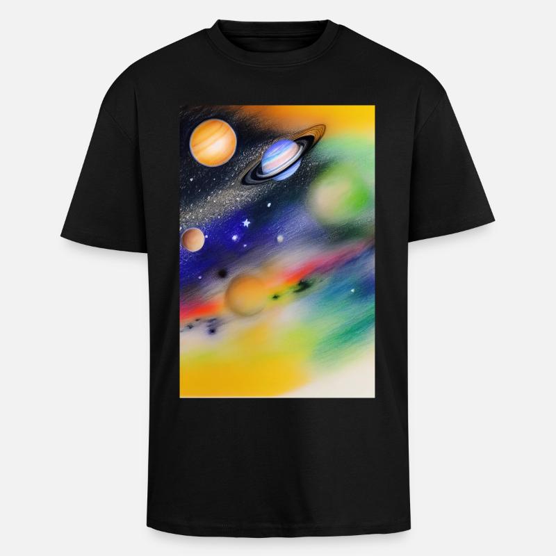 Space and planets - Unisex Oversized Heavyweight T-shirt - black