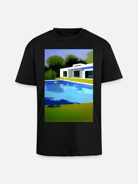 White villa with pool - Unisex Oversized Heavyweight T-shirt - black