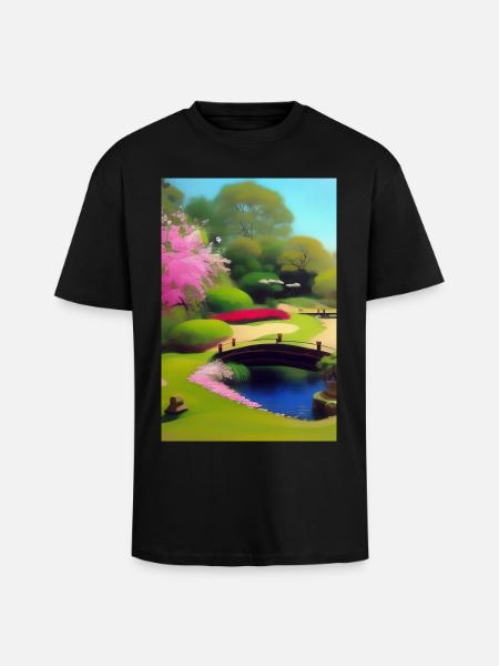 Chinese Zen Garden - Unisex Oversized Heavyweight T-shirt - black