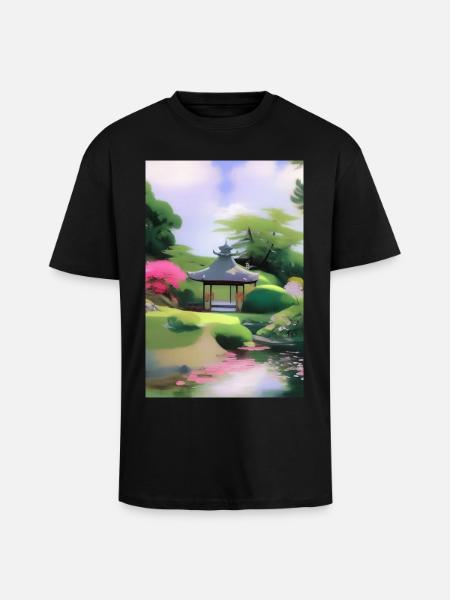 Chinese Zen Garden - Unisex Oversized Heavyweight T-shirt - black