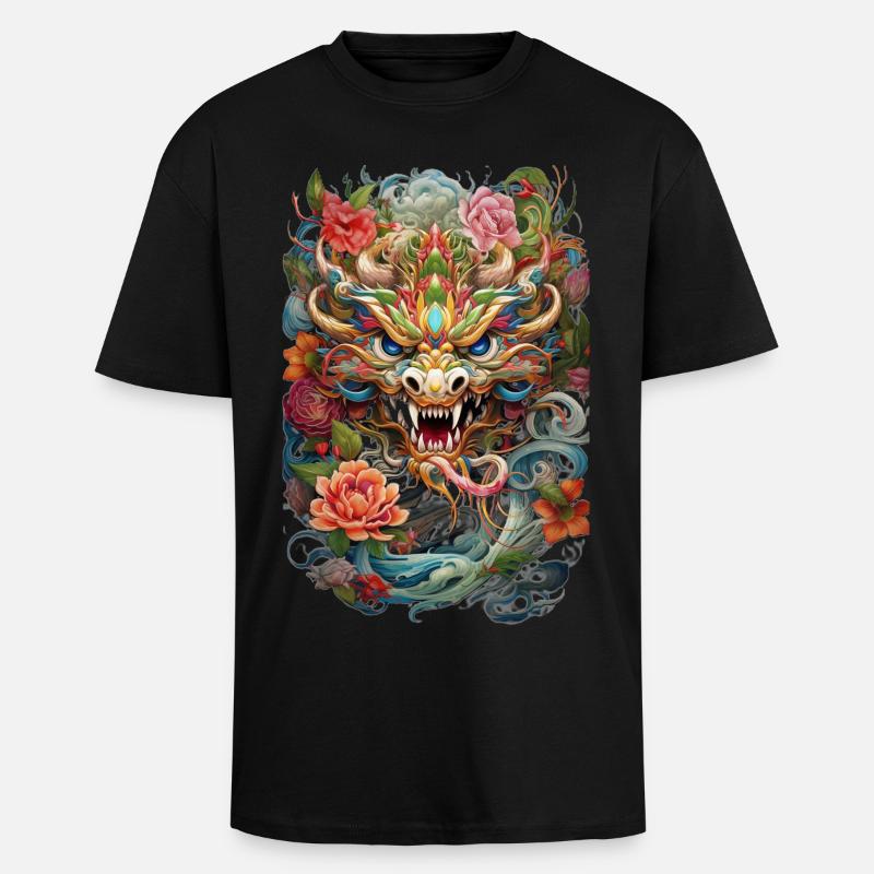 Drache - Oversized Heavyweight Unisex T-Shirt - Schwarz