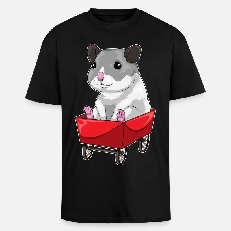 Hamster Schubkarre - Oversized Heavyweight Unisex T-Shirt - Schwarz