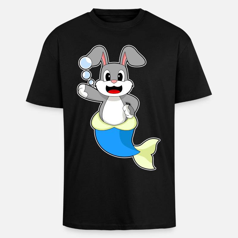 Sirène lapin - T-shirt unisexe oversize épais - noir