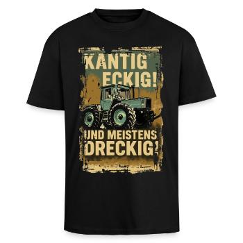 MB Trac - Oversized Heavyweight Unisex T-Shirt - Schwarz - Vorne - Alina (178cm) & Michal (187cm)