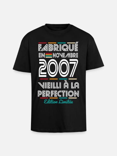 18th Birthday - Made in November 2007 - Unisex Oversized Heavyweight T-shirt - black