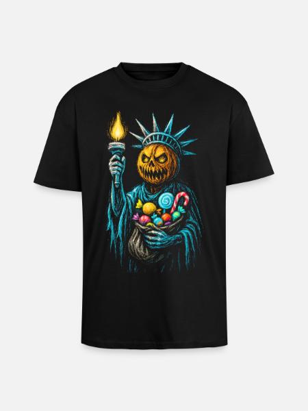 Liberty Pumpkin Halloween - Unisex Oversized Heavyweight T-shirt - black