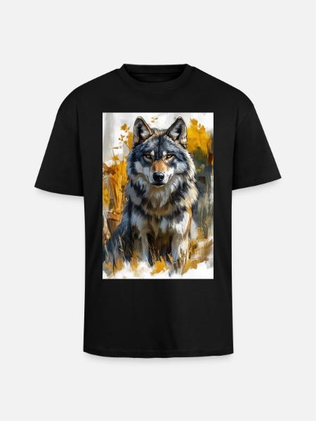 Illustration of a wolf - T-shirt unisexe oversize épais - noir