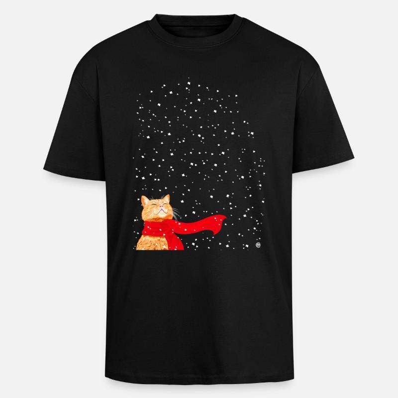 Tabby liebt Schnee - Oversized Heavyweight Unisex T-Shirt - Schwarz