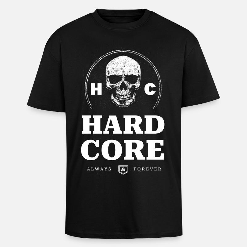 Skull Hardcore - T-shirt unisexe oversize épais - noir
