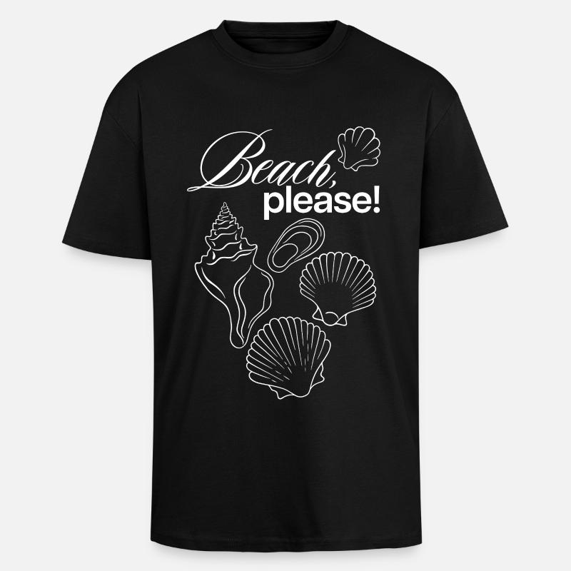 Illustration de coquillage côtier Beach Please - T-shirt unisexe oversize épais - noir
